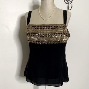 INC Silk Beaded Sequined Blouse Sz 14 runs small